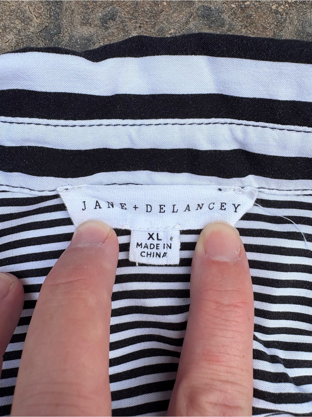 Jane and Delancey Black and White Striped Button Down Shirt